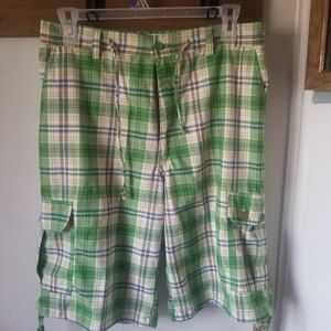 Vintage Brock Jeans Plaid Cargo Shorts Size 34
